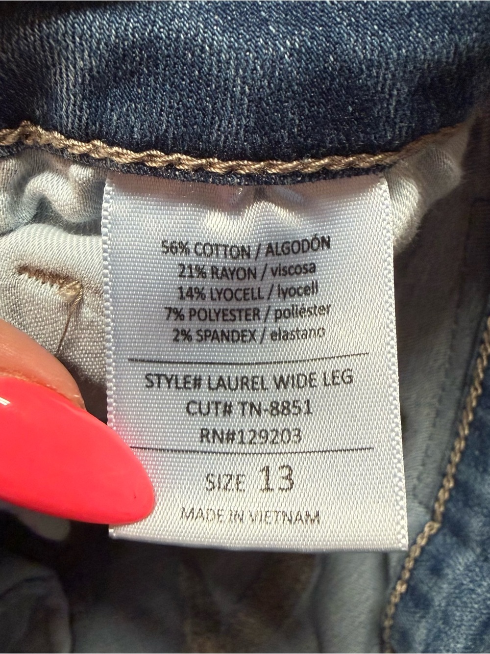Carly Jean Los Angeles Laurel High Rise Wide Leg Jeans Size 13 - Picture 5 of 5